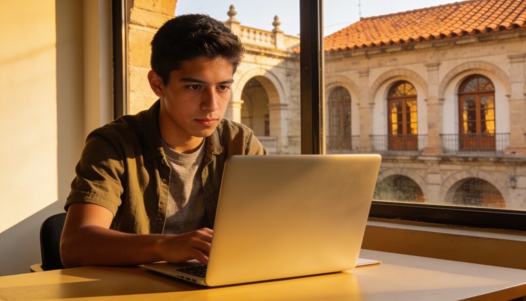 Mexican high school student earning an Ontario OSSD online at Royal Ontario Academy