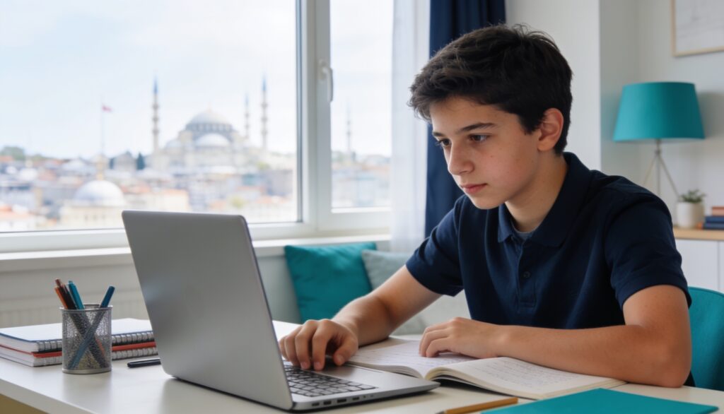 Turkish high school student earning an Ontario OSSD online at Royal Ontario Academy